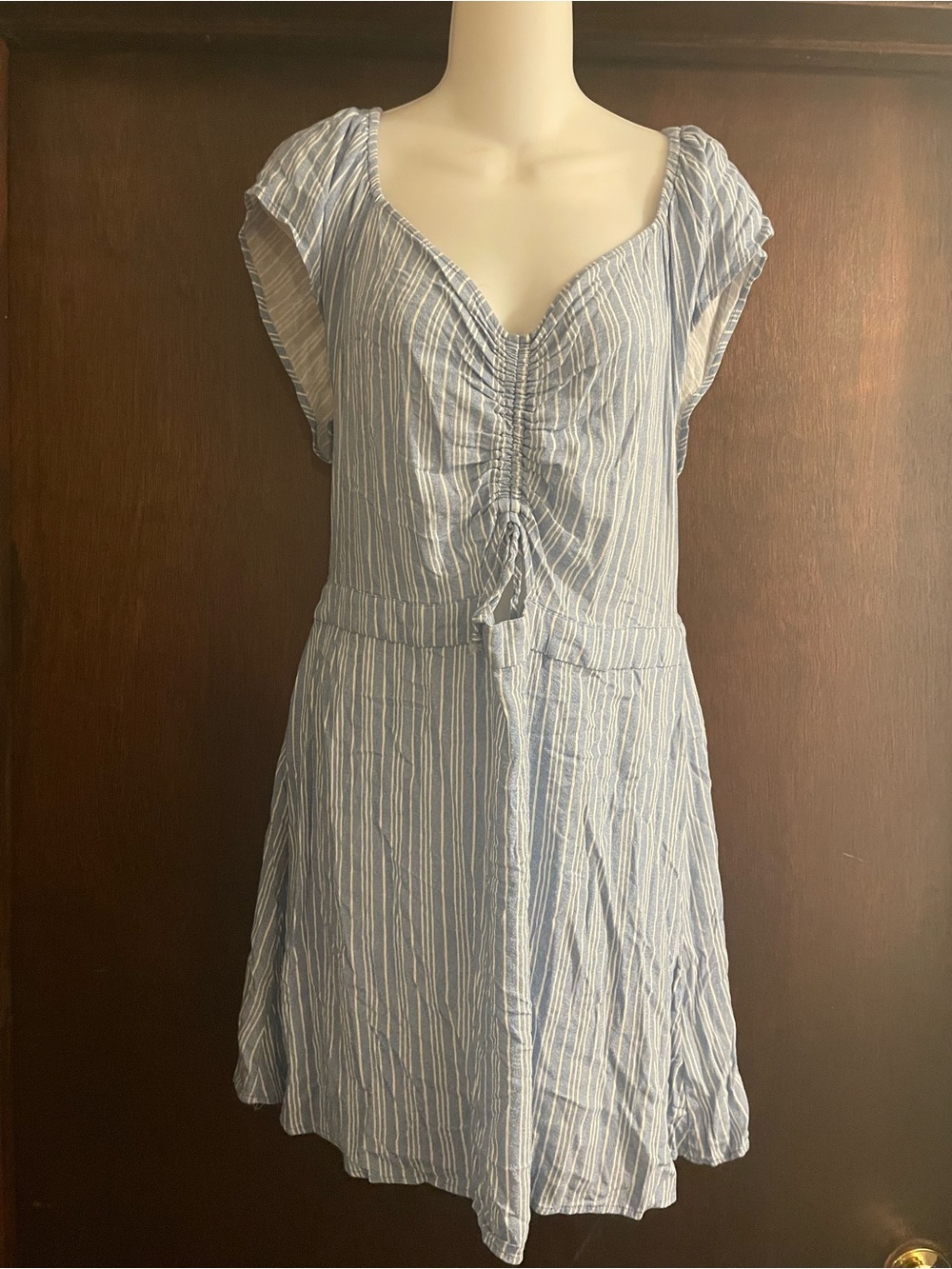 Aeropostale Brand Junior's Size XL Blue White Stripe Blend Mini Dress